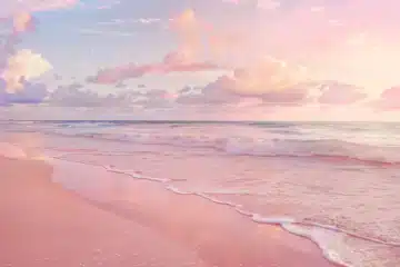 Pastel sky and pink sand beach