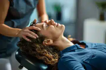 A woman receiving a chiropractic adjustment