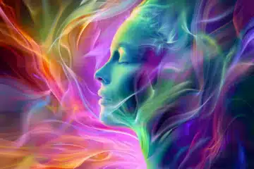 Psychedelic profile of a woman's face