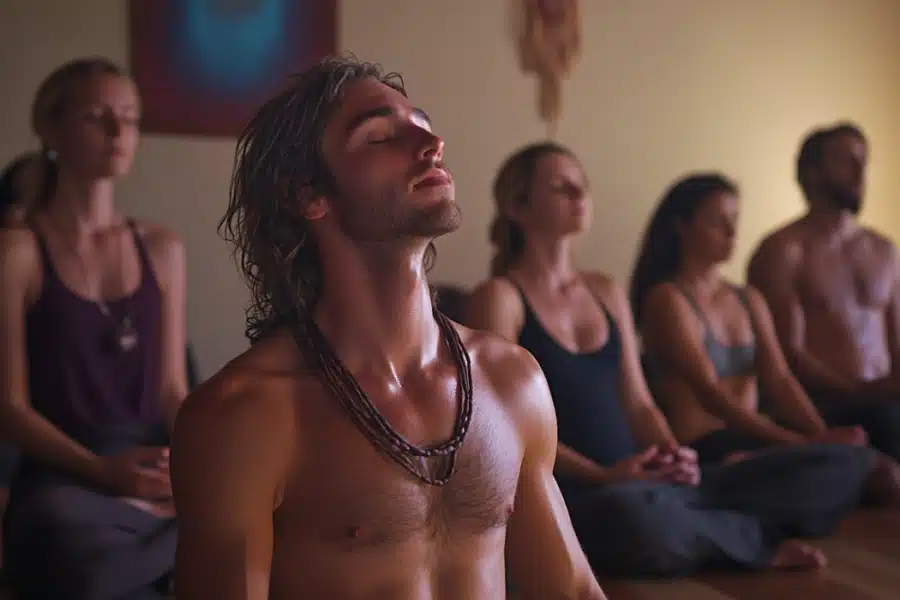 People at a breathwork class
