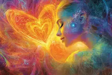 A woman enveloped by a frequency of love