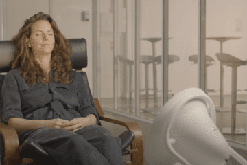 Woman seated during a Dream Machine light session