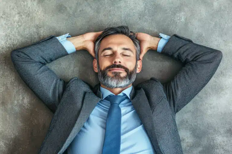 A successful businessman taking a midday powernap