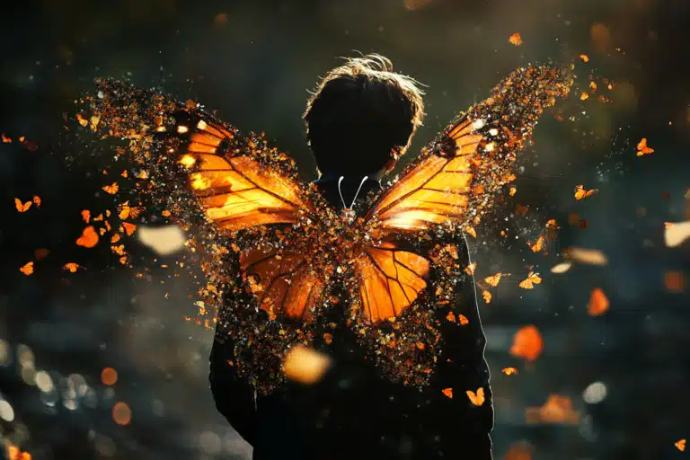 Man growing butterfly wings