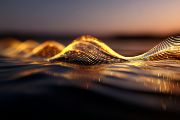 Shimmering golden waveforms